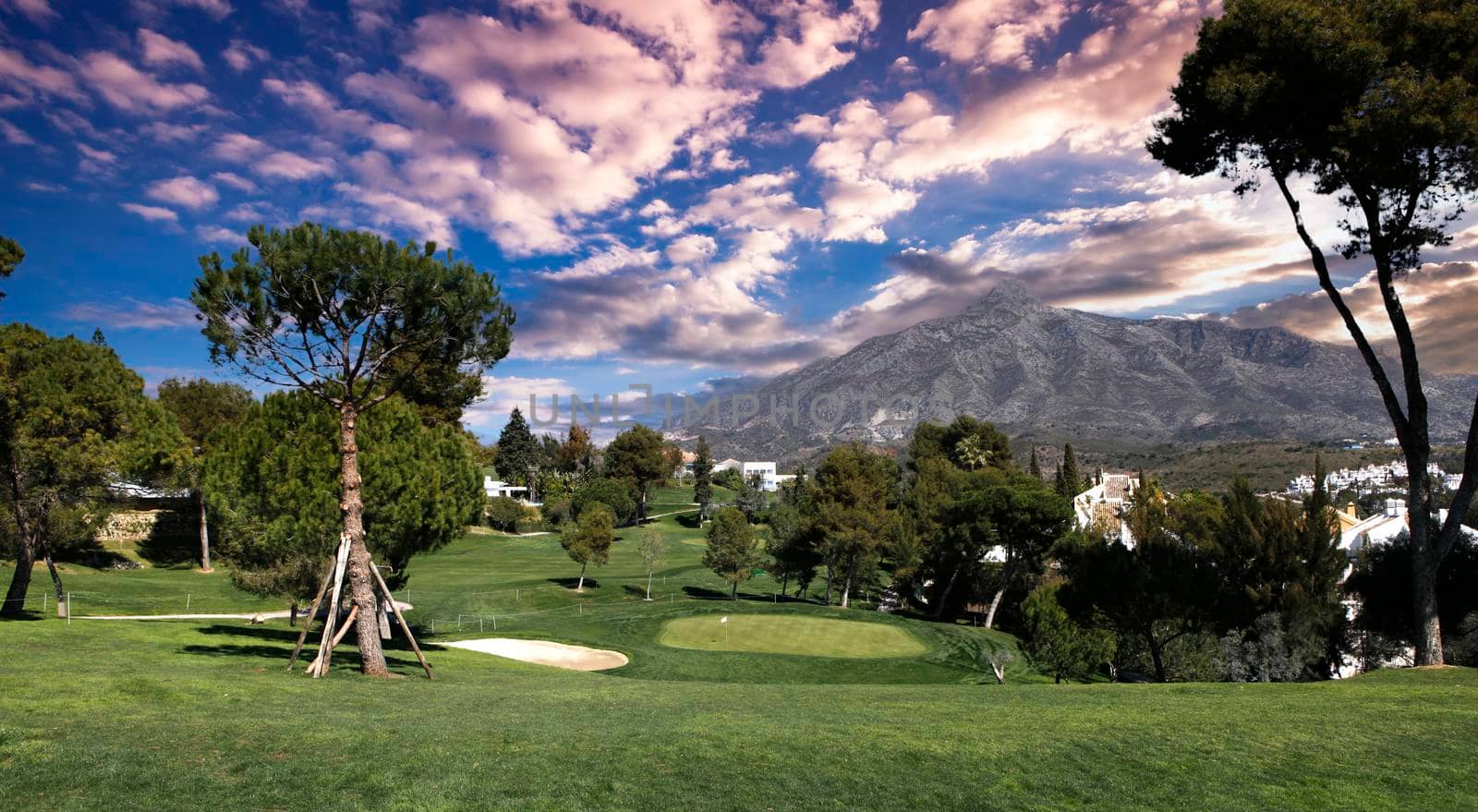 golf course  in Marbella, Spain, at sunset by photogolfer