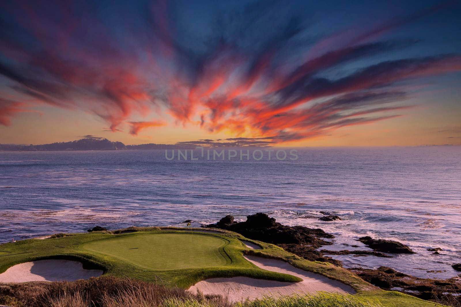 A view of Pebble Beach golf  course, hole 7, Monterey, California, USA