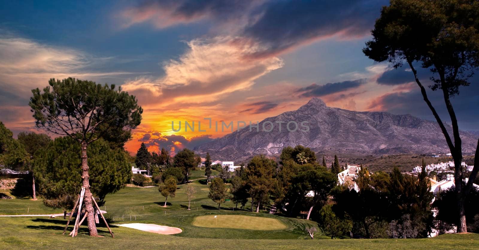 golf course  in Marbella, Spain, at sunset by photogolfer