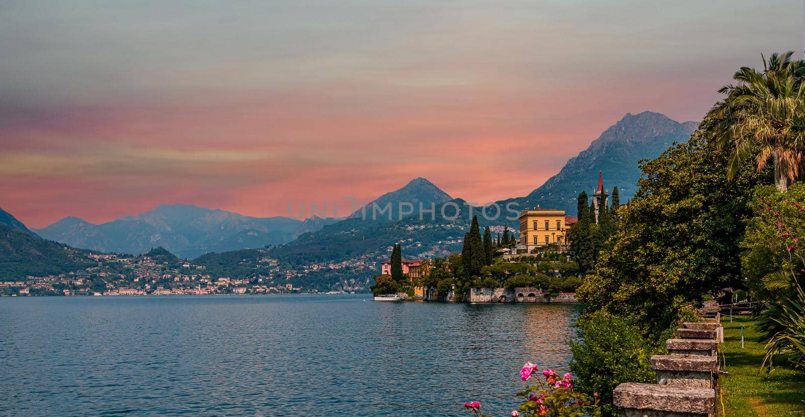 VARENNA, ITALY, JUNE 05, 2019 : exteriors and gardens of villa Monastero, on lake Como, june 05, 2019, in Varenna, italy