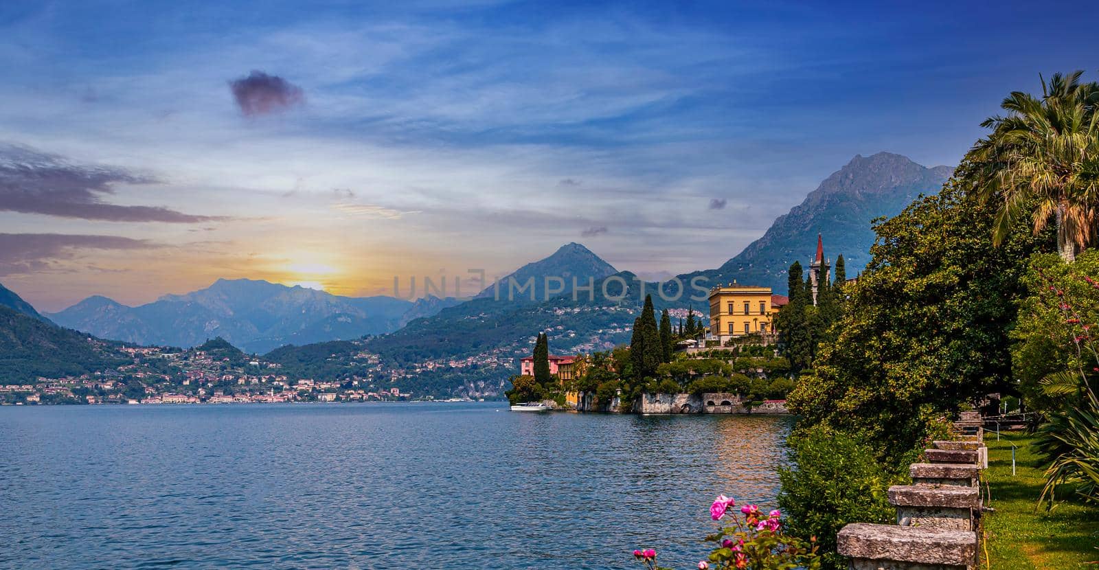 VARENNA, ITALY, JUNE 05, 2019 : exteriors and gardens of villa Monastero, on lake Como, june 05, 2019, in Varenna, italy