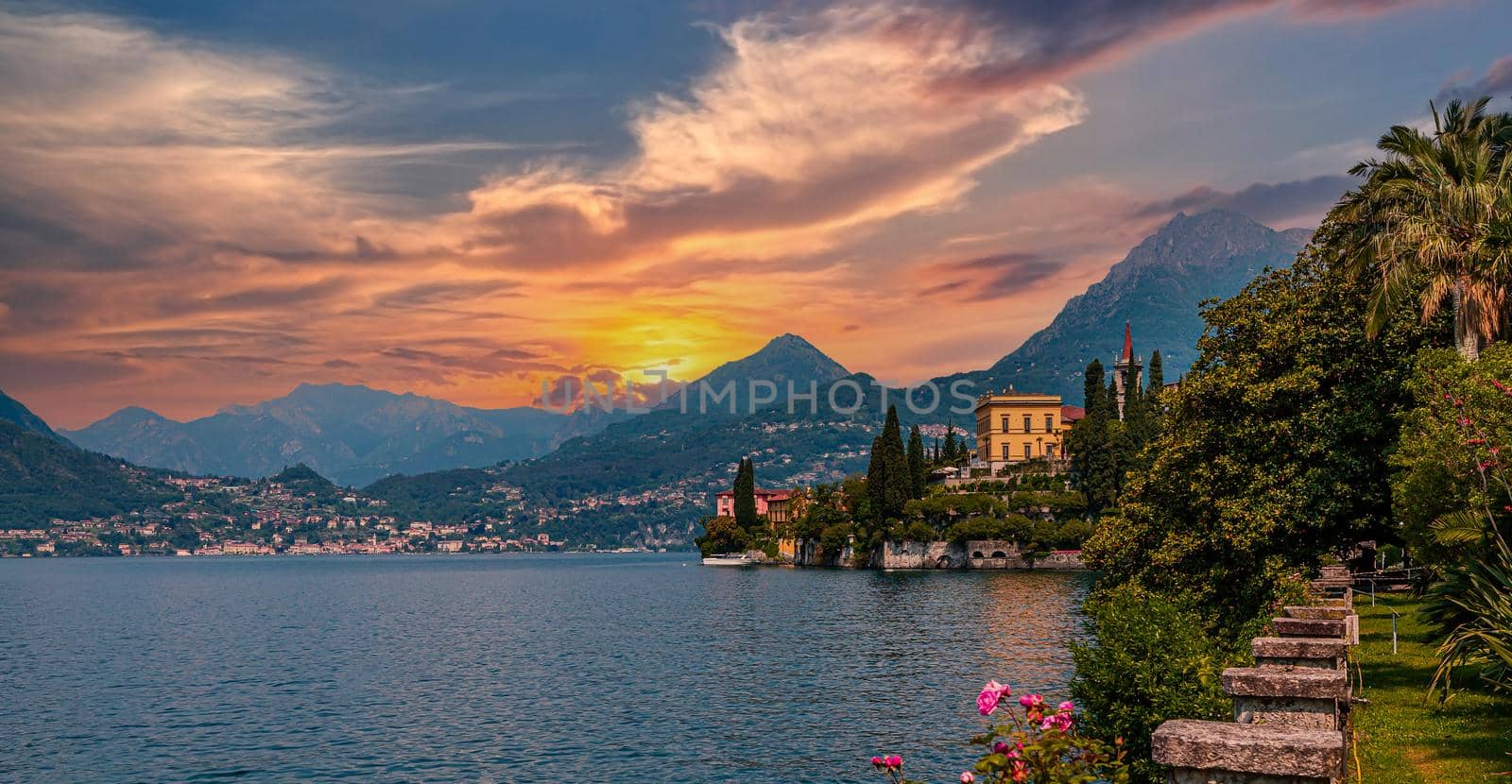 VARENNA, ITALY, JUNE 05, 2019 : exteriors and gardens of villa Monastero, on lake Como, june 05, 2019, in Varenna, italy