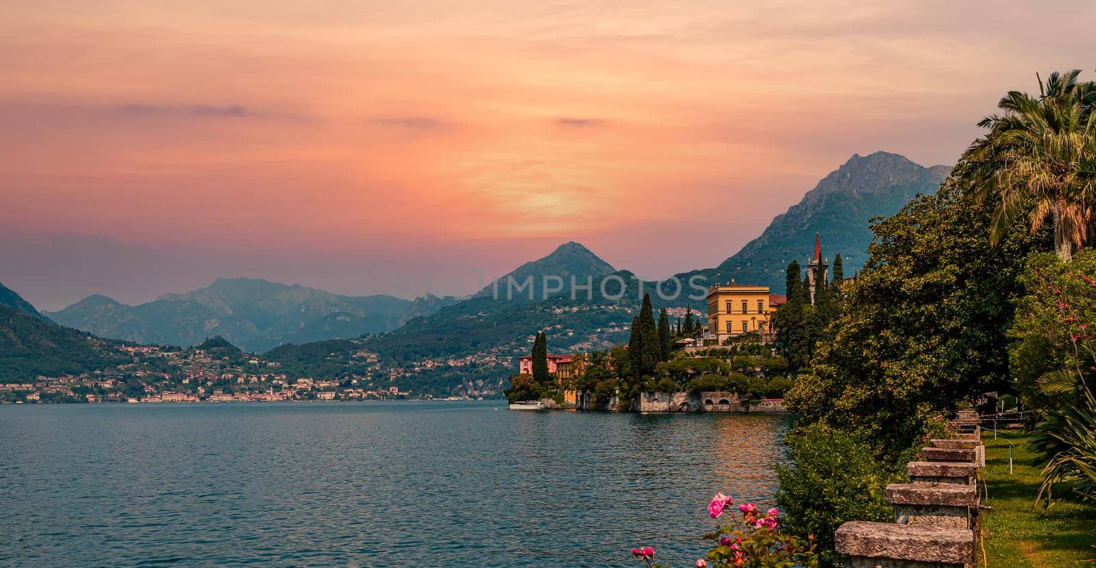 VARENNA, ITALY, JUNE 05, 2019 : exteriors and gardens of villa Monastero, on lake Como, june 05, 2019, in Varenna, italy