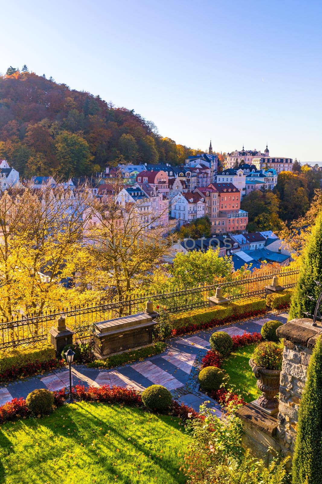 Autumn view of old town of Karlovy Vary (Carlsbad), Czech Republic, Europe