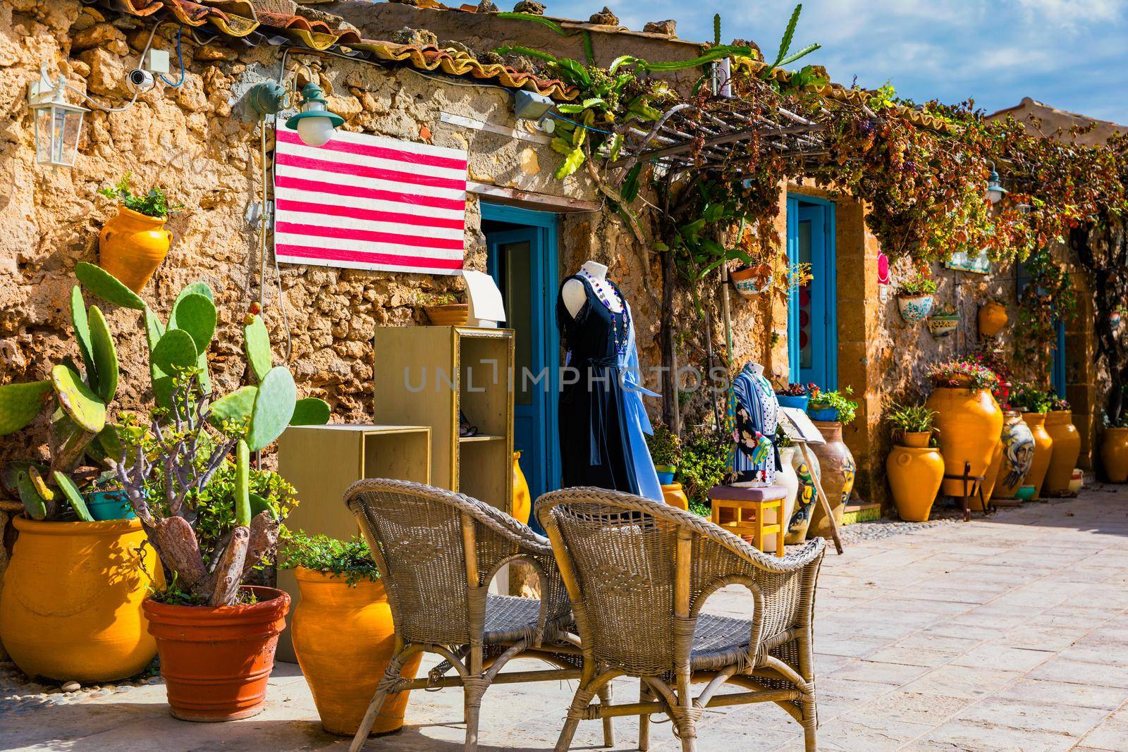 The picturesque village of Marzamemi, in the province of Syracuse, Sicily. Square of Marzamemi, a small fishing village, Siracusa province, Sicily, italy, Europe. 