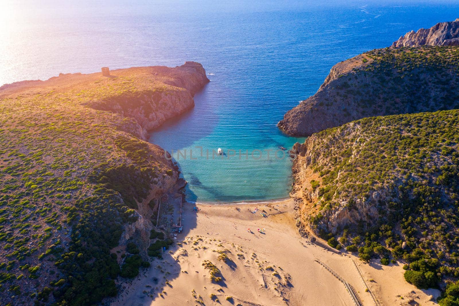 Cala Domestica beach, Sardinia, Italy. Sardinia is the second largest island in mediterranean sea. Sardinia, Cala Domestica beach, Italy. Beach Cala Domestica, Sardegna, Italy.