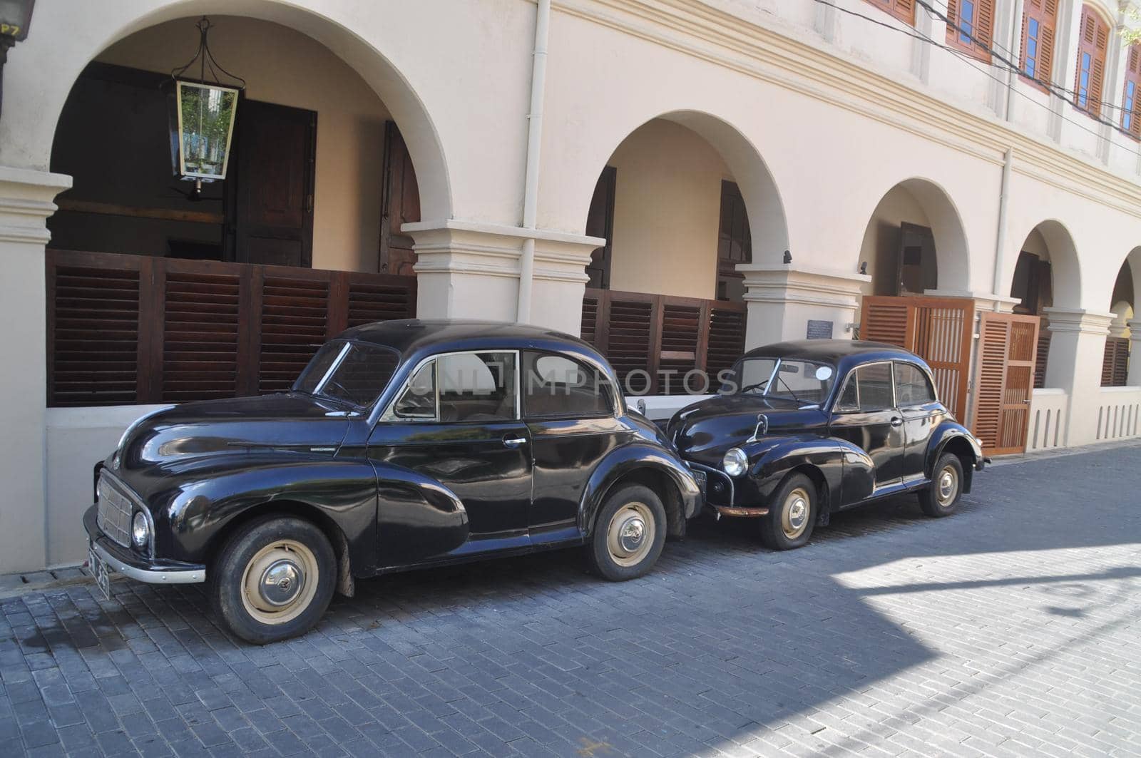 Restored cars in the city of Galle, Sri Lanka.