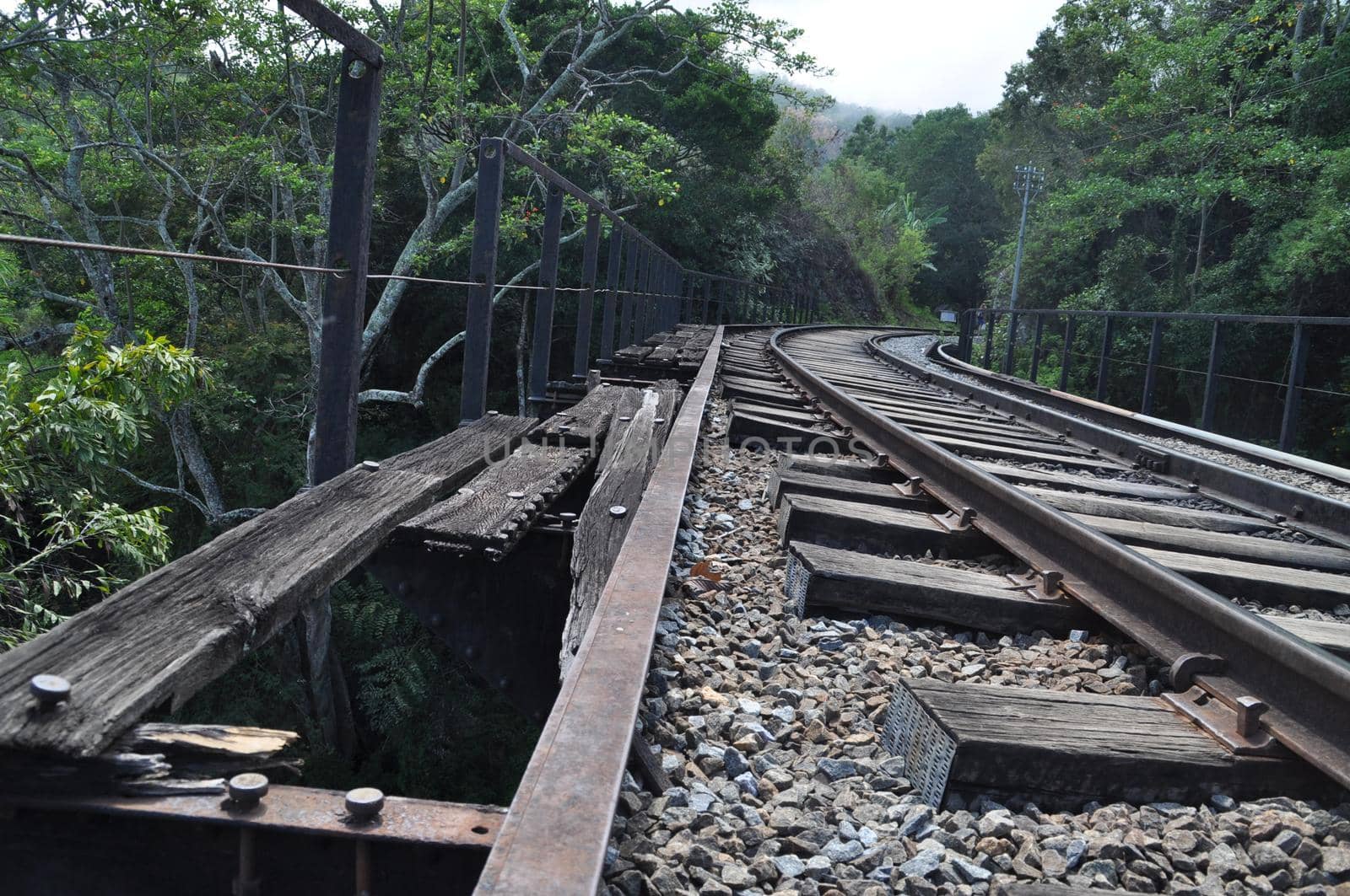 Rail road track between Ella and Nuwara Eliya, Sri Lanka.