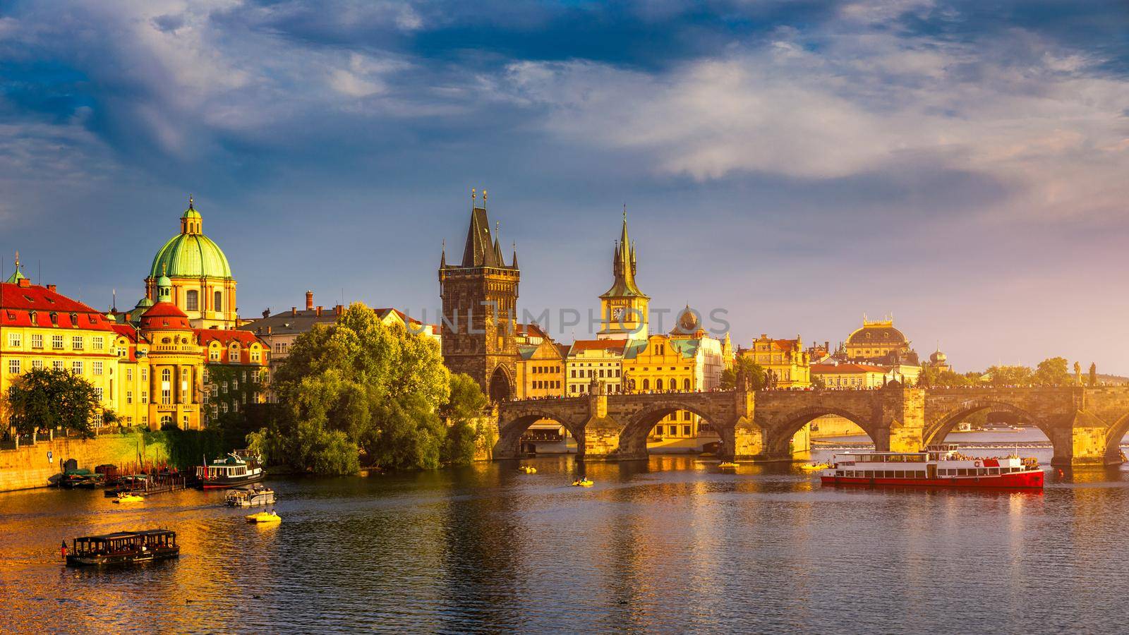 Charles Bridge, Old Town and Old Town Tower of Charles Bridge, Prague, Czech Republic. Prague old town and iconic Charles bridge, Czech Republic. Charles Bridge (Karluv Most) and Old Town Tower.