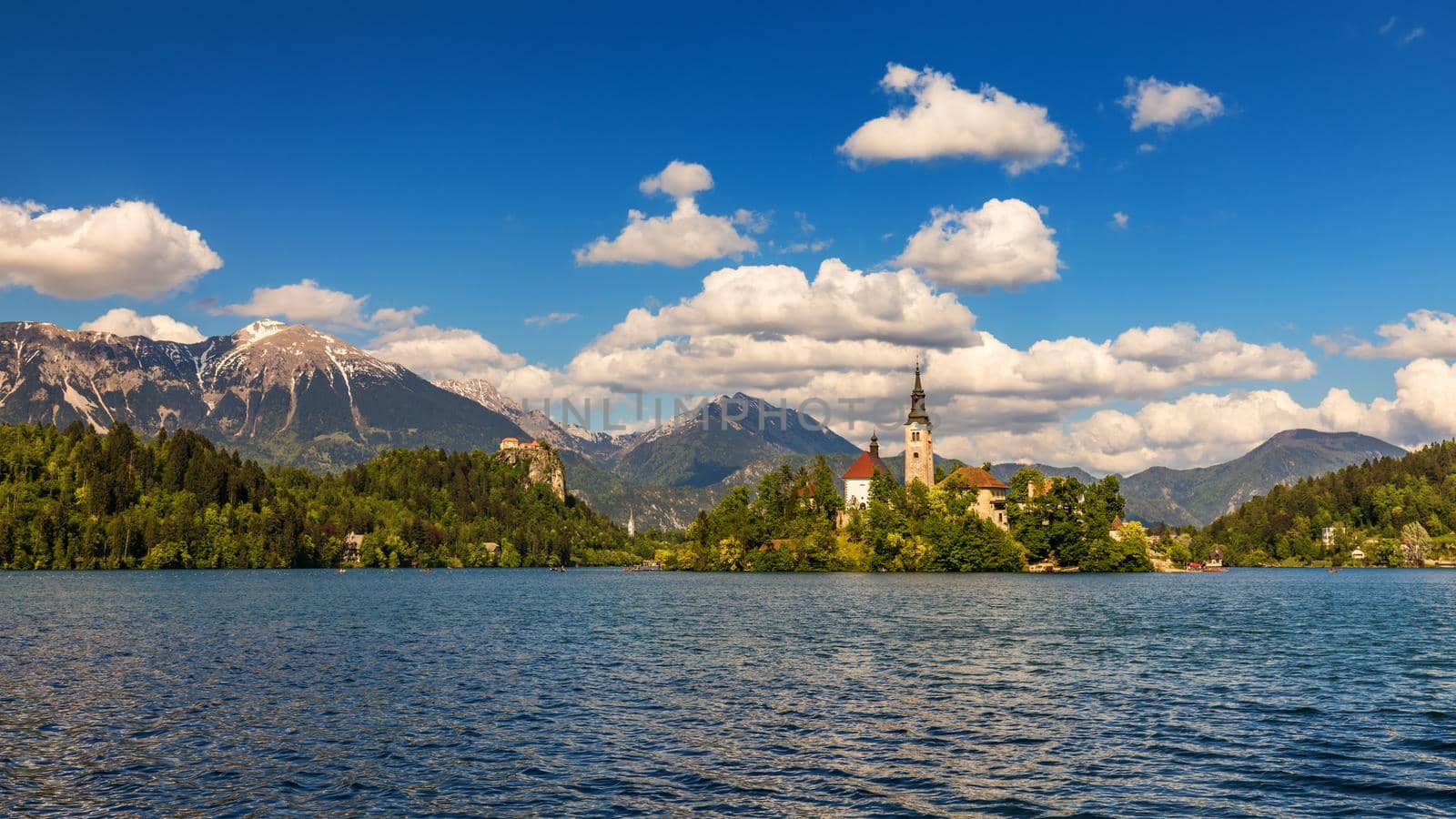 Lake Bled with St. Marys Church of Assumption on small island. Bled, Slovenia, Europe. The Church of the Assumption, Bled, Slovenia. The Lake Bled and Santa Maria Church near Bled, Slovenia.