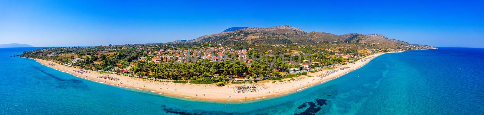 Skala Beach view from above, Cephalonia, Greece. Skala famous beach in Kefalonia island, Greece. Beeautiful Skala beach, Kefalonia island, Ionian sea, Greece. 