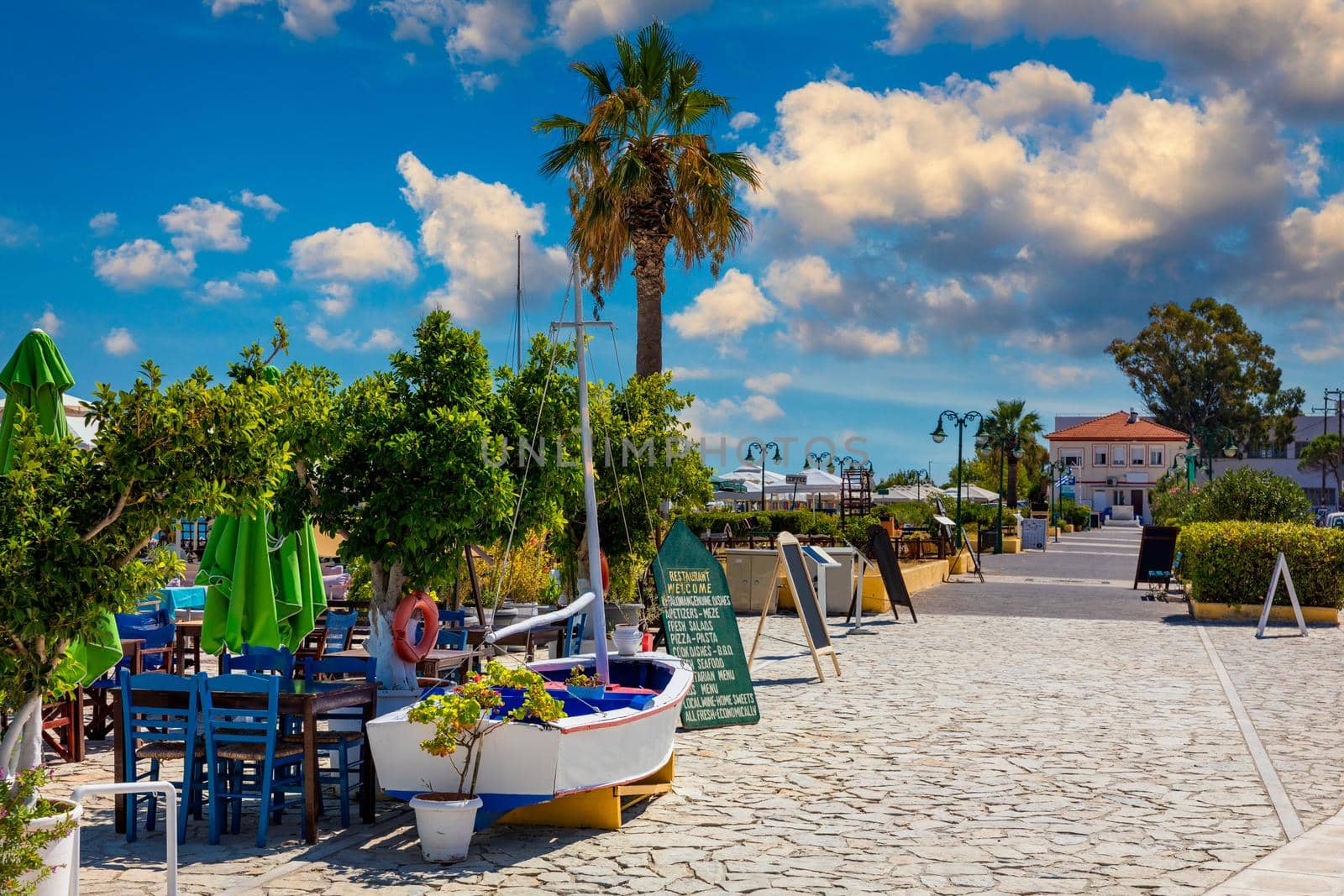 Lixouri is the second largest city of Kefalonia, Greece. View of city and port of Lixouri, Cefalonia island, Ionian, Greece. 