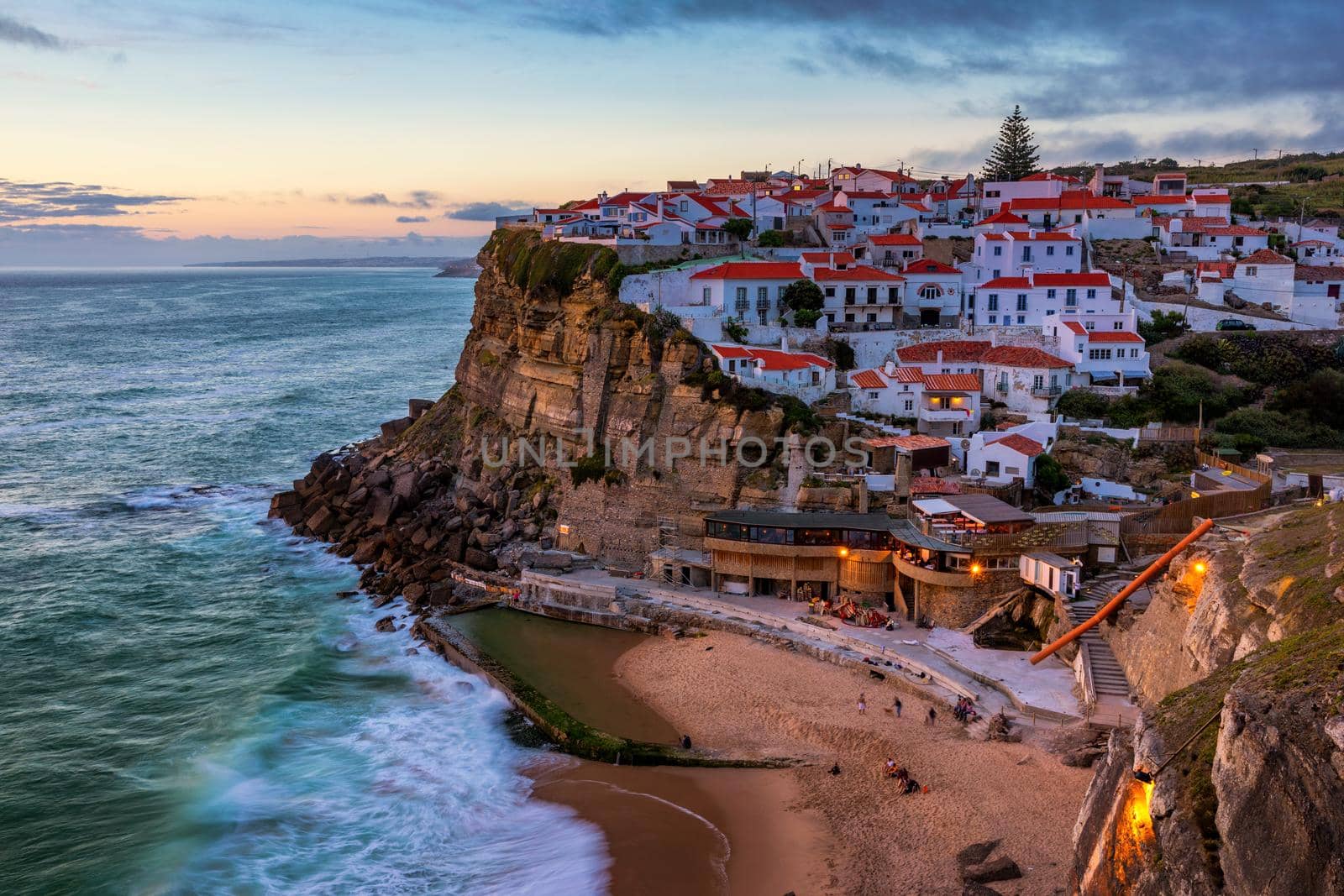 Landscape of Azenhas do Mar. Azenhas do Mar is a seaside town (residential neighborhood) in the municipality of Sintra, Portugal. Close to Lisboa, Portugal.