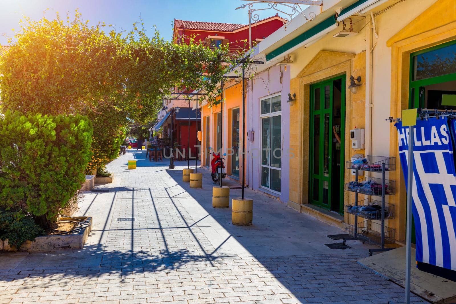 Lixouri is the second largest city of Kefalonia, Greece. View of city and streets of Lixouri, Cefalonia island, Ionian, Greece. 