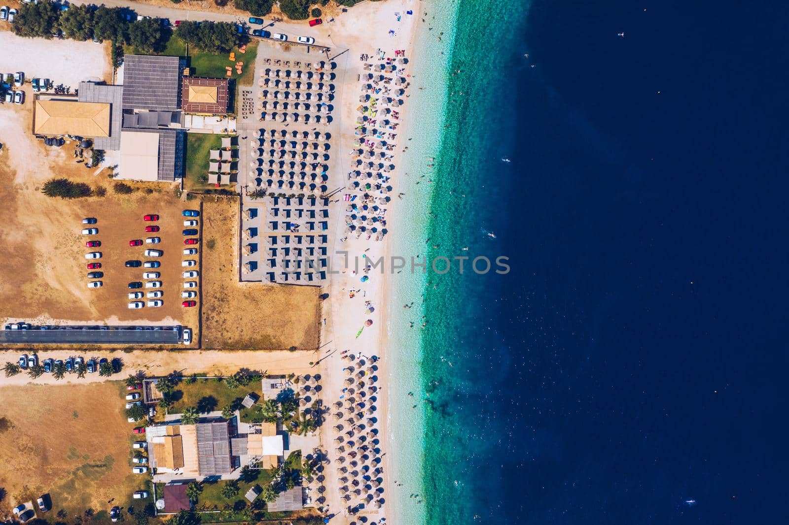Beautiful crystal clear azure water at Antisamos beach on Kefalonia island, Greece. Beautiful sea bay with Antisamos beach on Kefalonia island, Ionian island, Cephalonia, Antisamos beach, Greece. 