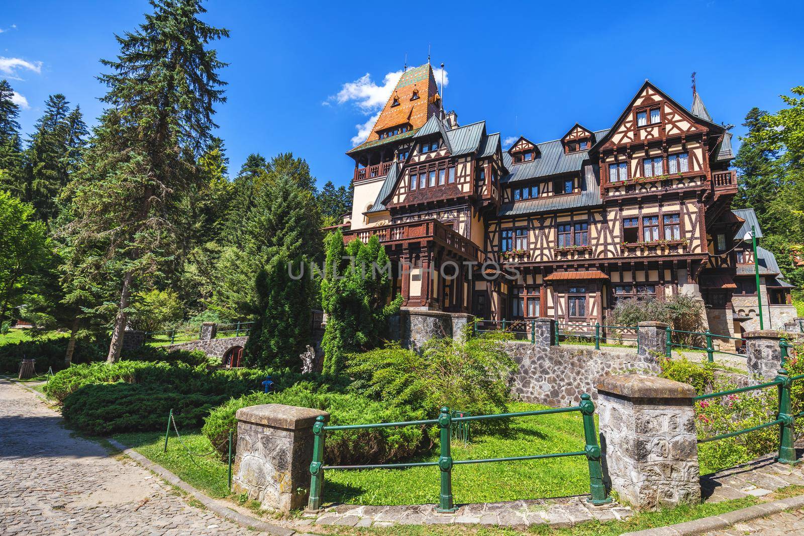 Pelisor castle, Sinaia, Romania. View of famous Pelisor castle situated next to the Peles castle near romanian city Sinaia.