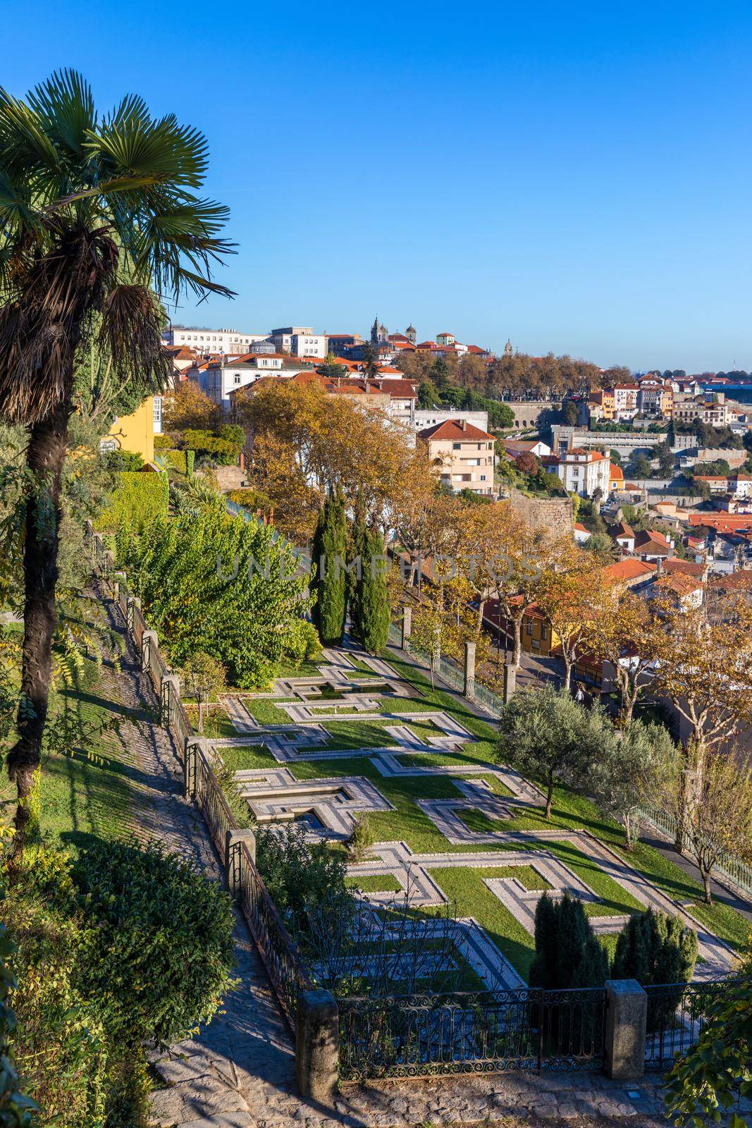 Ancient city of Porto with old multi-colored houses with red roof tiles. Portugal, Porto