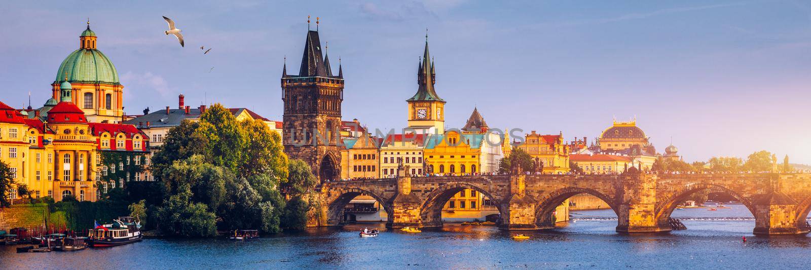 Charles Bridge, Old Town and Old Town Tower of Charles Bridge, Prague, Czech Republic. Prague old town and iconic Charles bridge, Czech Republic. Charles Bridge (Karluv Most) and Old Town Tower.