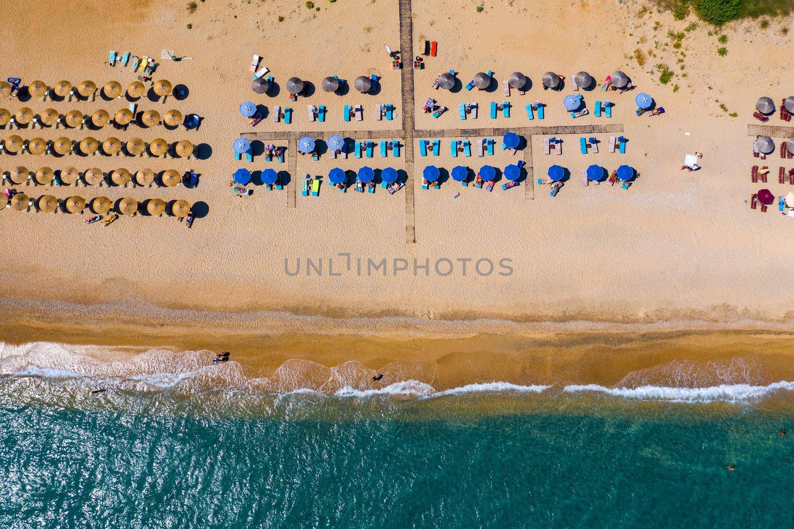 Skala Beach view from above, Cephalonia, Greece. Skala famous beach in Kefalonia island, Greece. Beeautiful Skala beach, Kefalonia island, Ionian sea, Greece. 