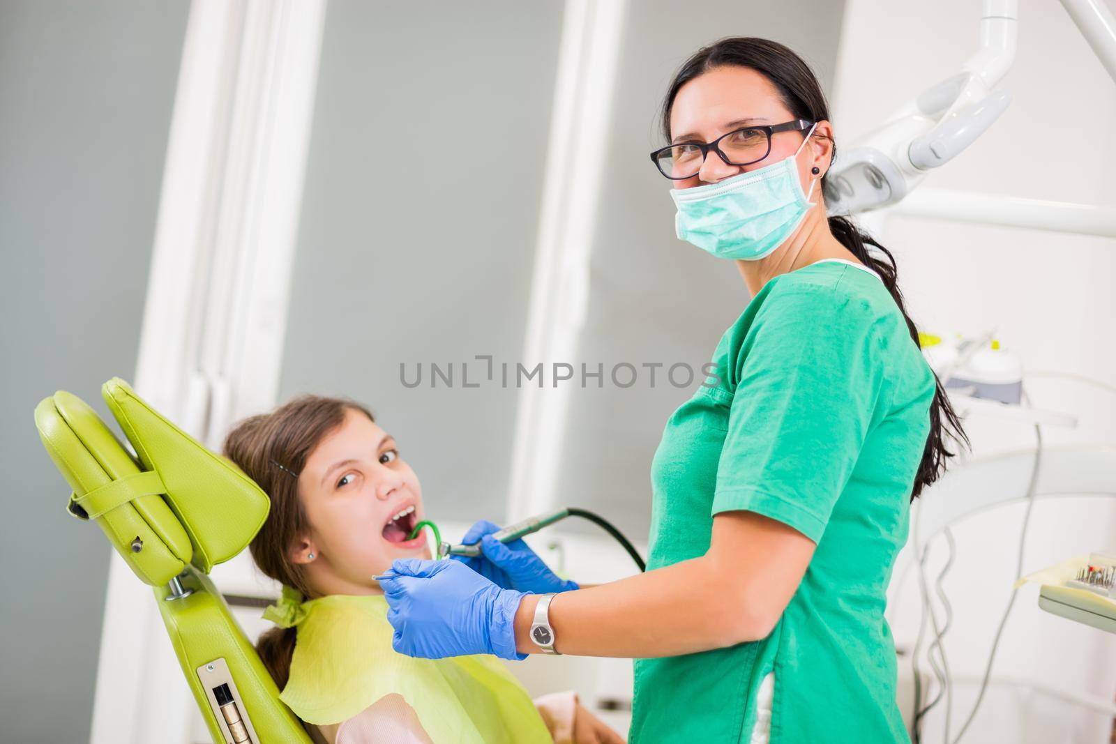 Little girl is ready for dentist.