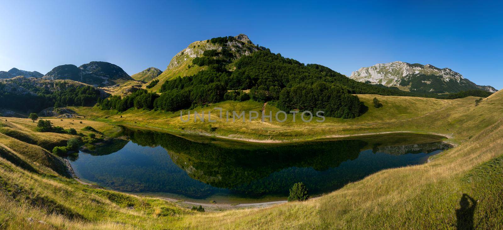 Panoramic photo of Orlovacko lake, Zelengora mountain, Dinaric Alps, Bosnia and Herzegovina