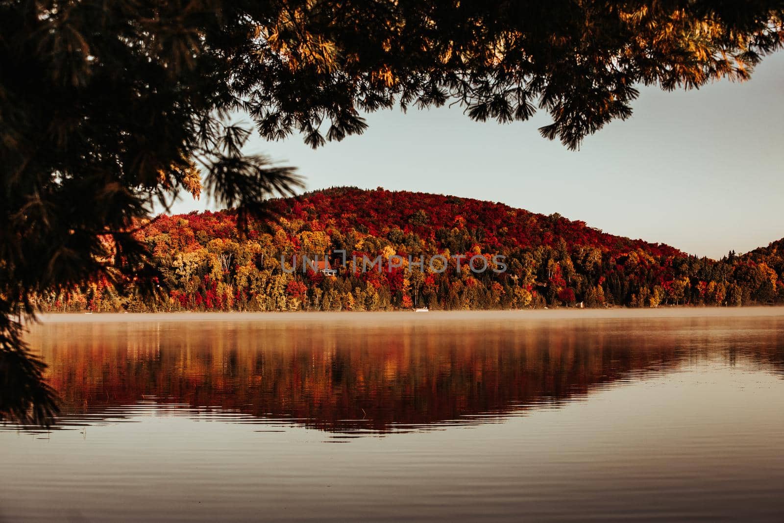 view of the Lac-Superieur, in Laurentides, Mont-tremblant, Quebec, Canada