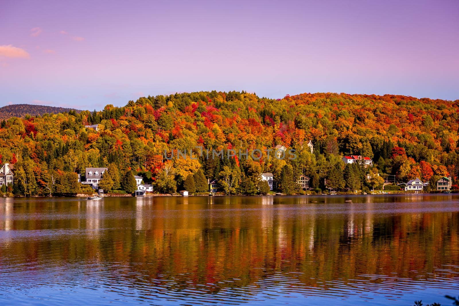 view of the Lac-Superieur, in Laurentides, Mont-tremblant, Quebec, Canada