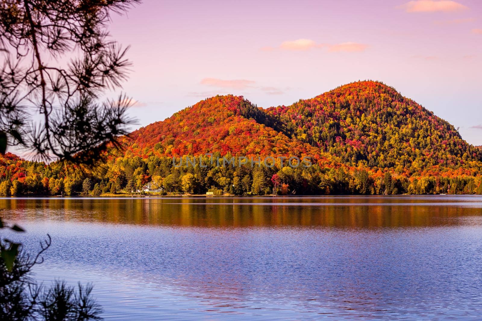 view of the Lac-Superieur, in Laurentides, Mont-tremblant, Quebec, Canada