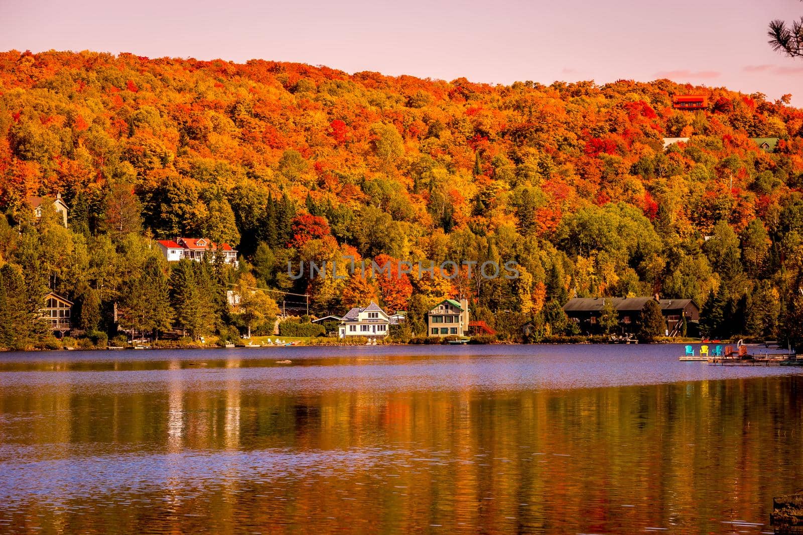 view of the Lac-Superieur, in Laurentides, Mont-tremblant, Quebec, Canada