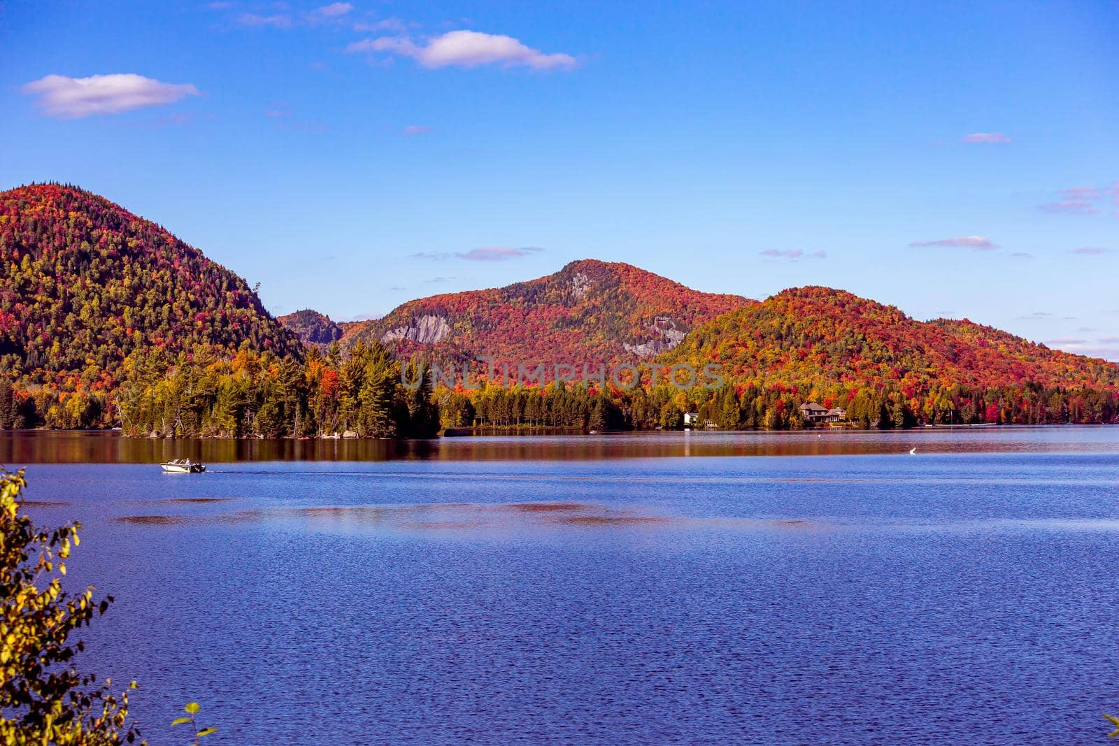 view of the Lac-Superieur, in Laurentides, Mont-tremblant, Quebec, Canada