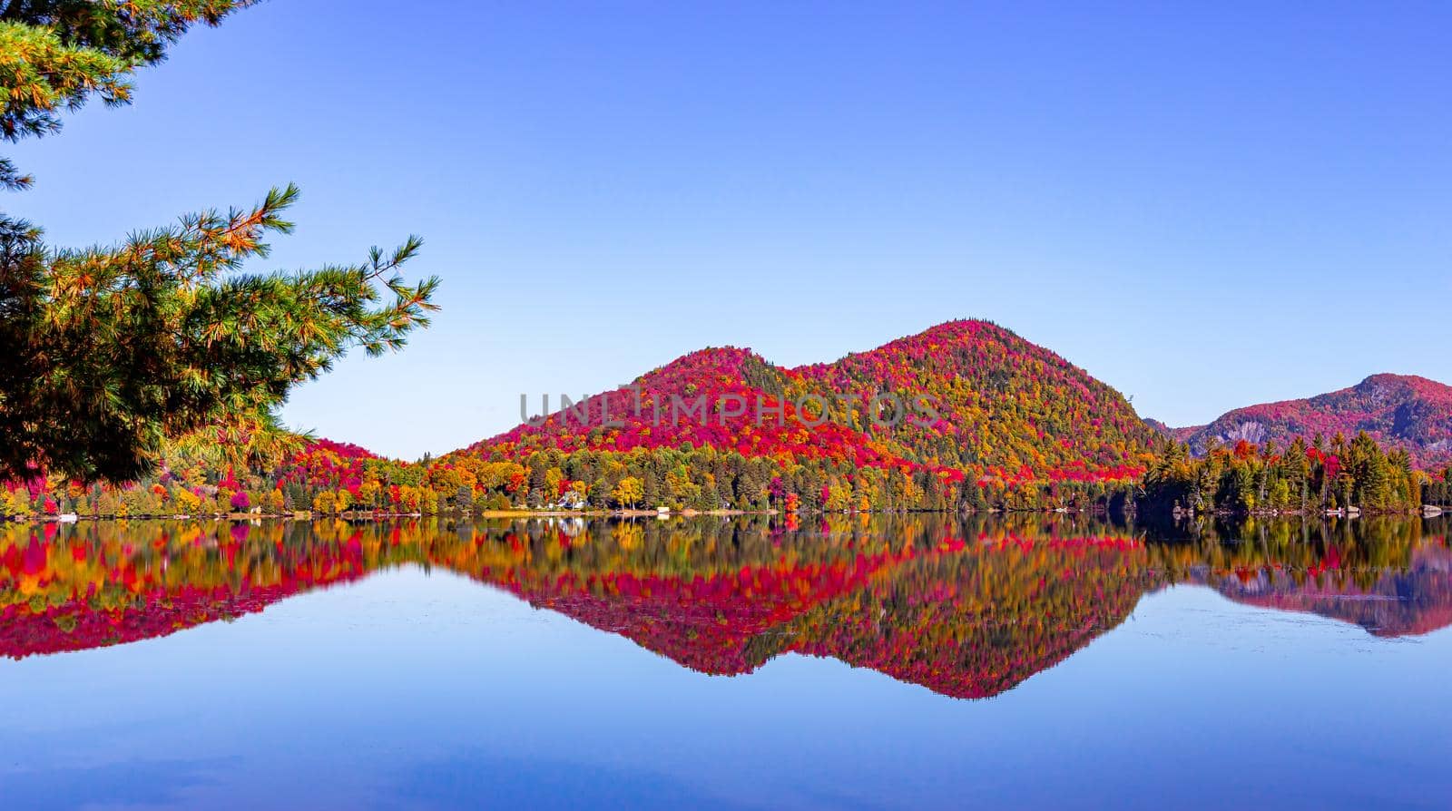 view of the Lac-Superieur, in Laurentides, Mont-tremblant, Quebec, Canada