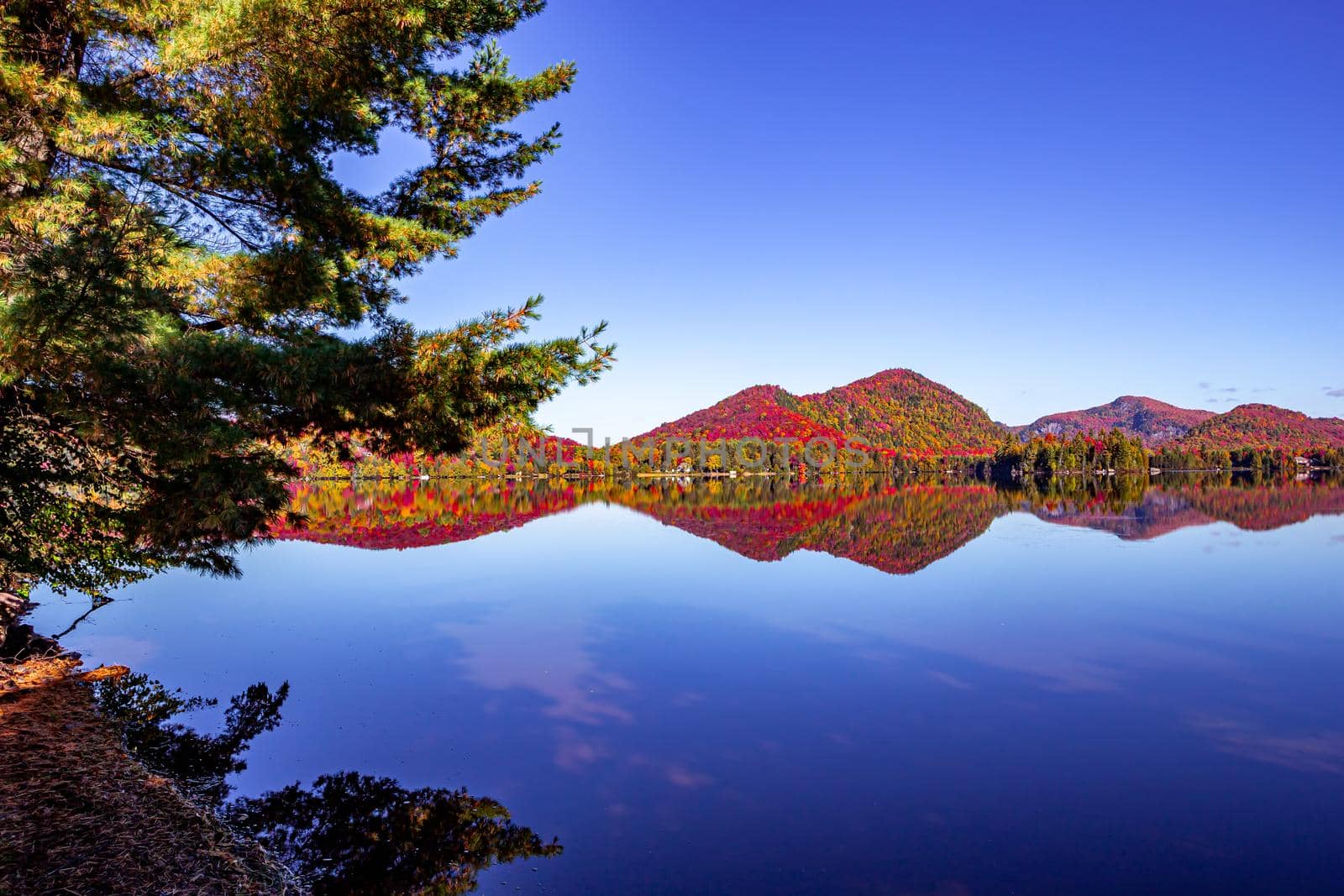 view of the Lac-Superieur, in Laurentides, Mont-tremblant, Quebec, Canada