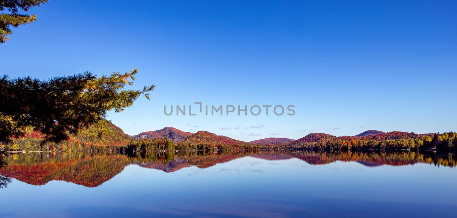 view of the Lac-Superieur, in Laurentides, Mont-tremblant, Quebec, Canada