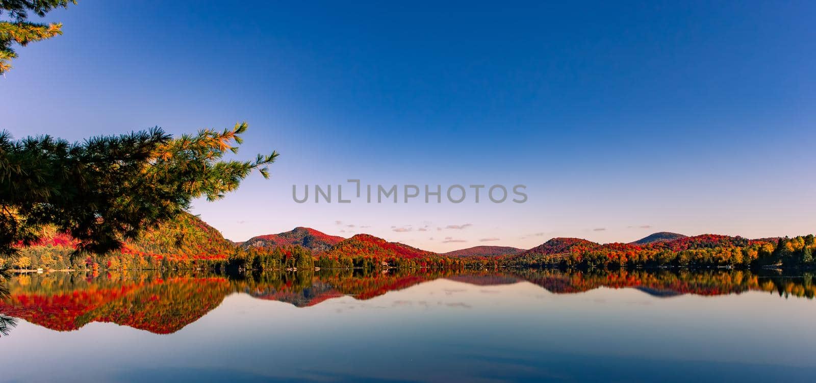 view of the Lac-Superieur, in Laurentides, Mont-tremblant, Quebec, Canada