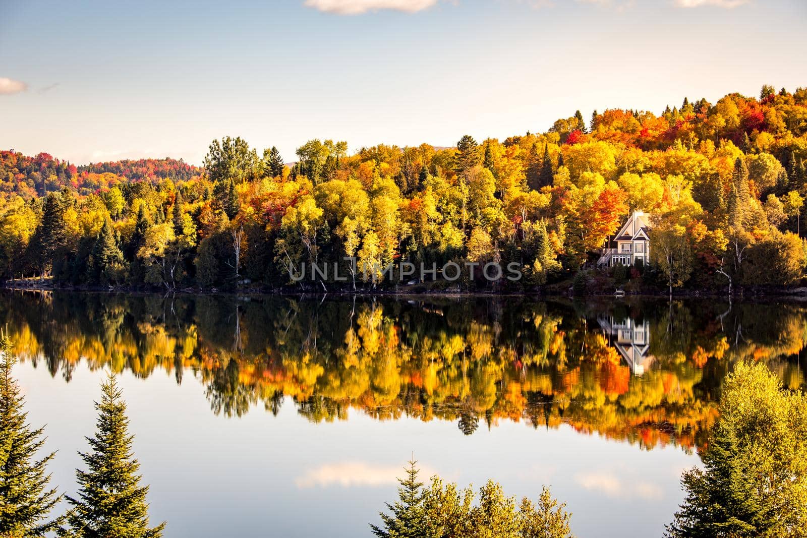 view of the Lac-Superieur, in Laurentides, Mont-tremblant, Quebec, Canada