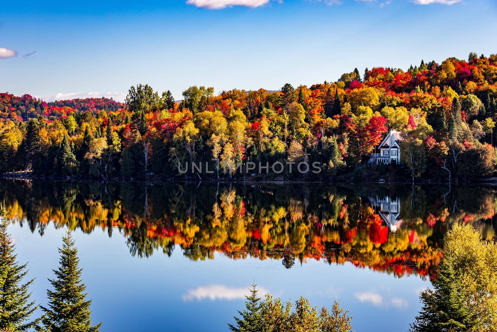 view of the Lac-Superieur, in Laurentides, Mont-tremblant, Quebec, Canada