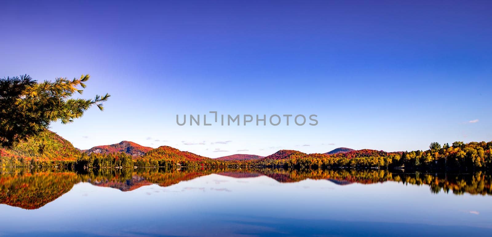 view of the Lac-Superieur, in Laurentides, Mont-tremblant, Quebec, Canada