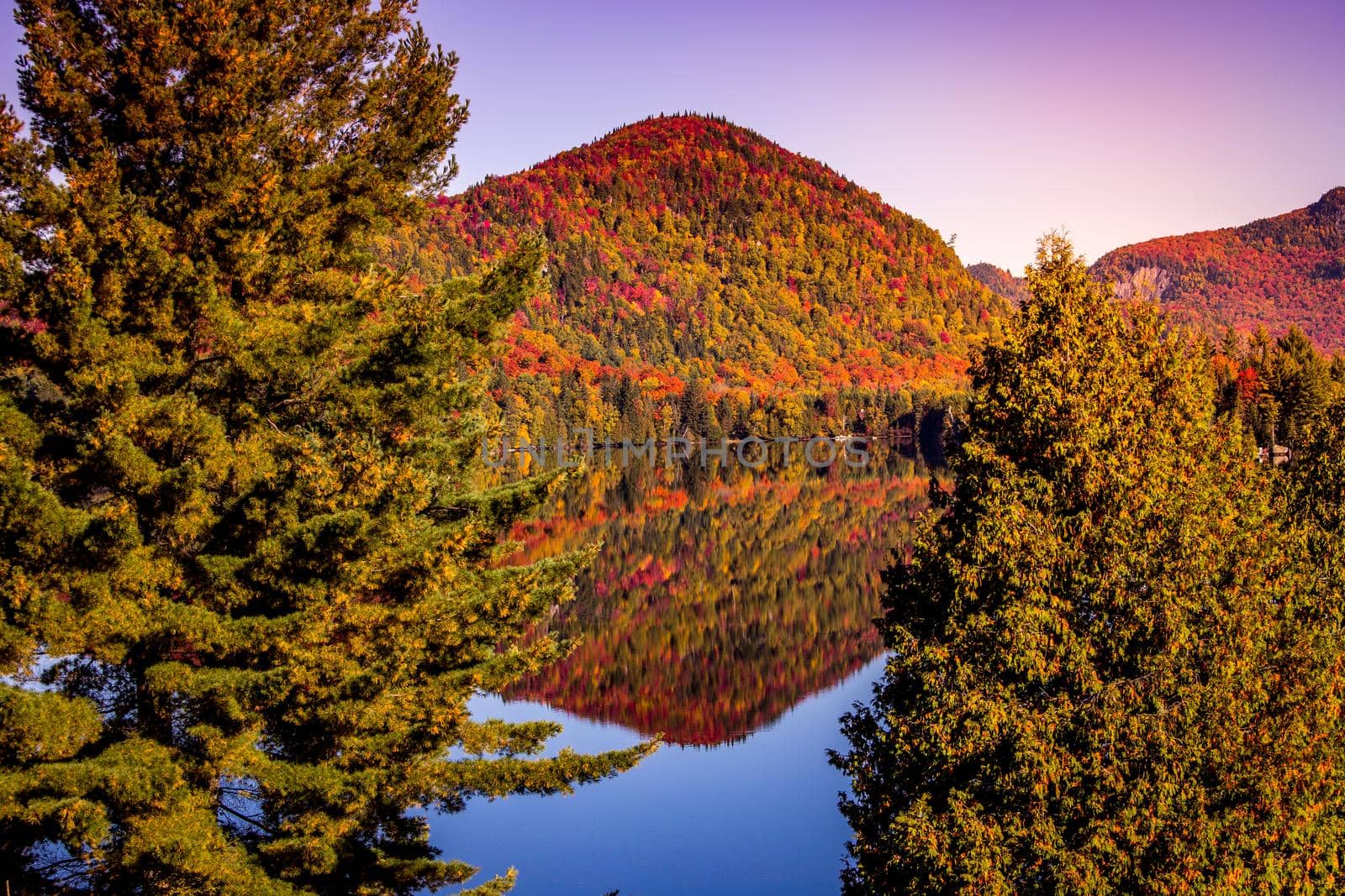 view of the Lac-Superieur, in Laurentides, Mont-tremblant, Quebec, Canada