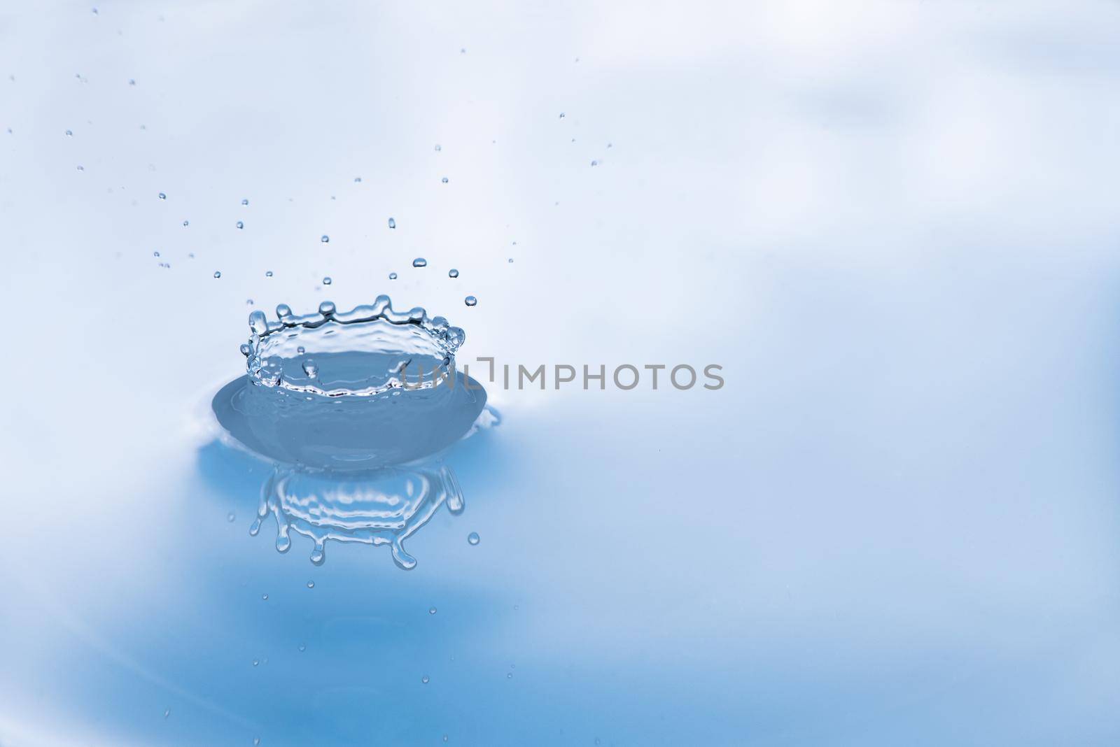 Water drop splash with reflection. by thanumporn