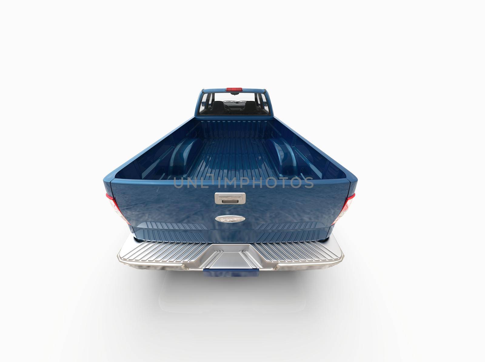 Generic and Brandless Pickup Truck with Enclosed Cabin Isolated on White 3d Illustration, Contemporary Light-Duty Truck Studio, Utility Vehicle Ute Auto Transport, Pickup Open Cargo Area Vehicle Sign