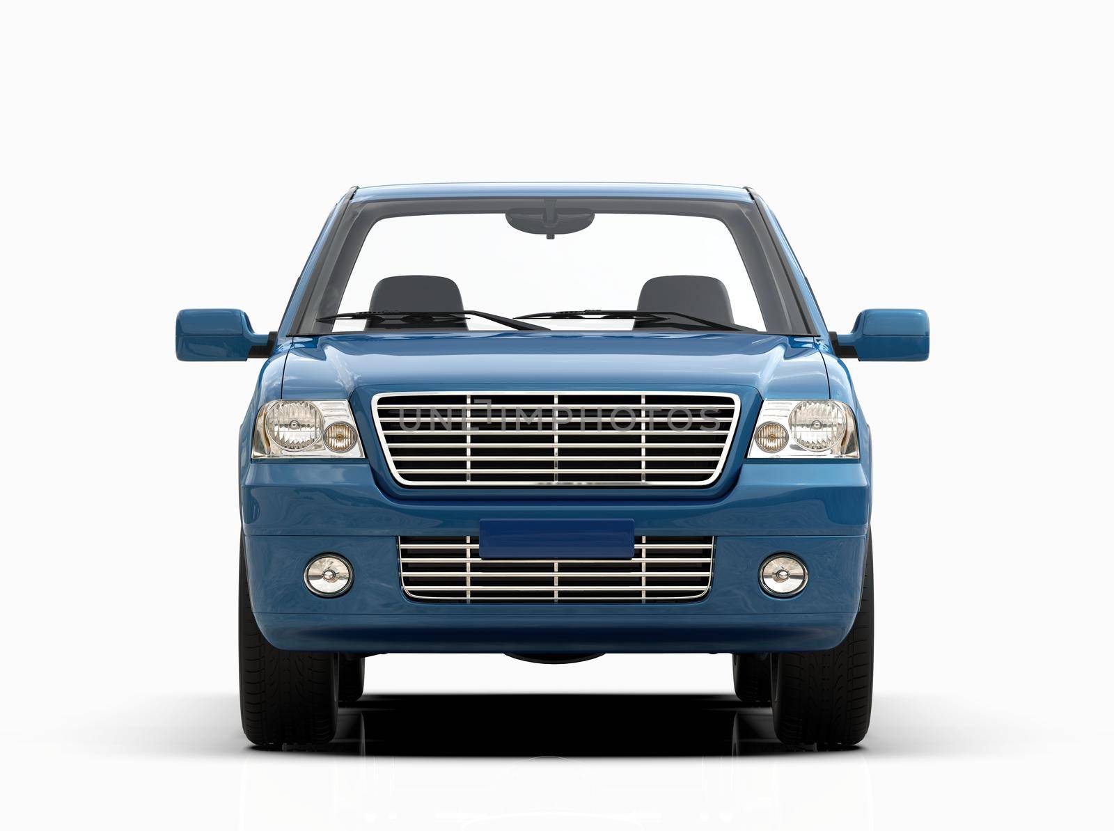 Generic and Brandless Pickup Truck with Enclosed Cabin Isolated on White 3d Illustration, Contemporary Light-Duty Truck Studio, Utility Vehicle Ute Auto Transport, Pickup Open Cargo Area Vehicle Sign