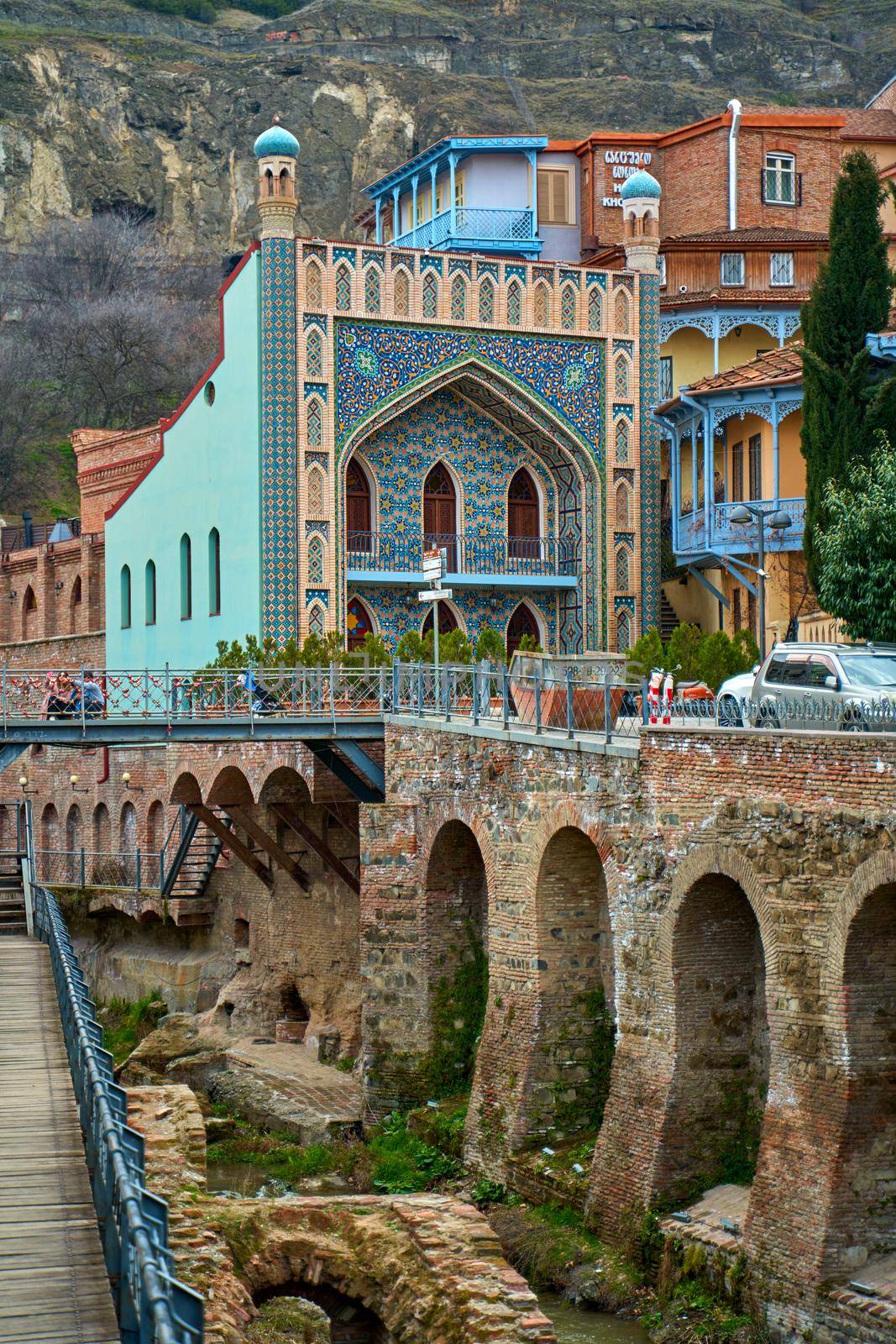 City landscape of Tbilisi. The area of old sulfur baths.