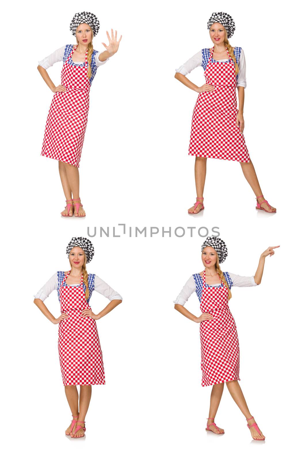 Woman cook isolated on the white background