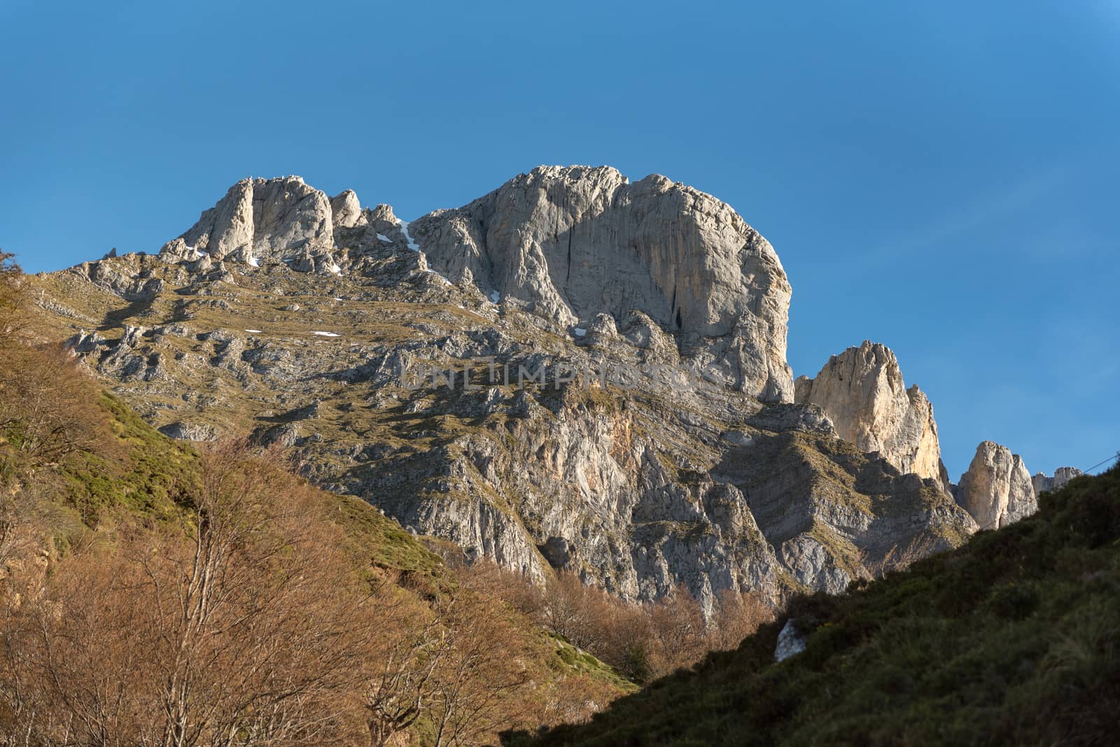 Picos de Europa mountains next to Fuente De village Cantabria Spain