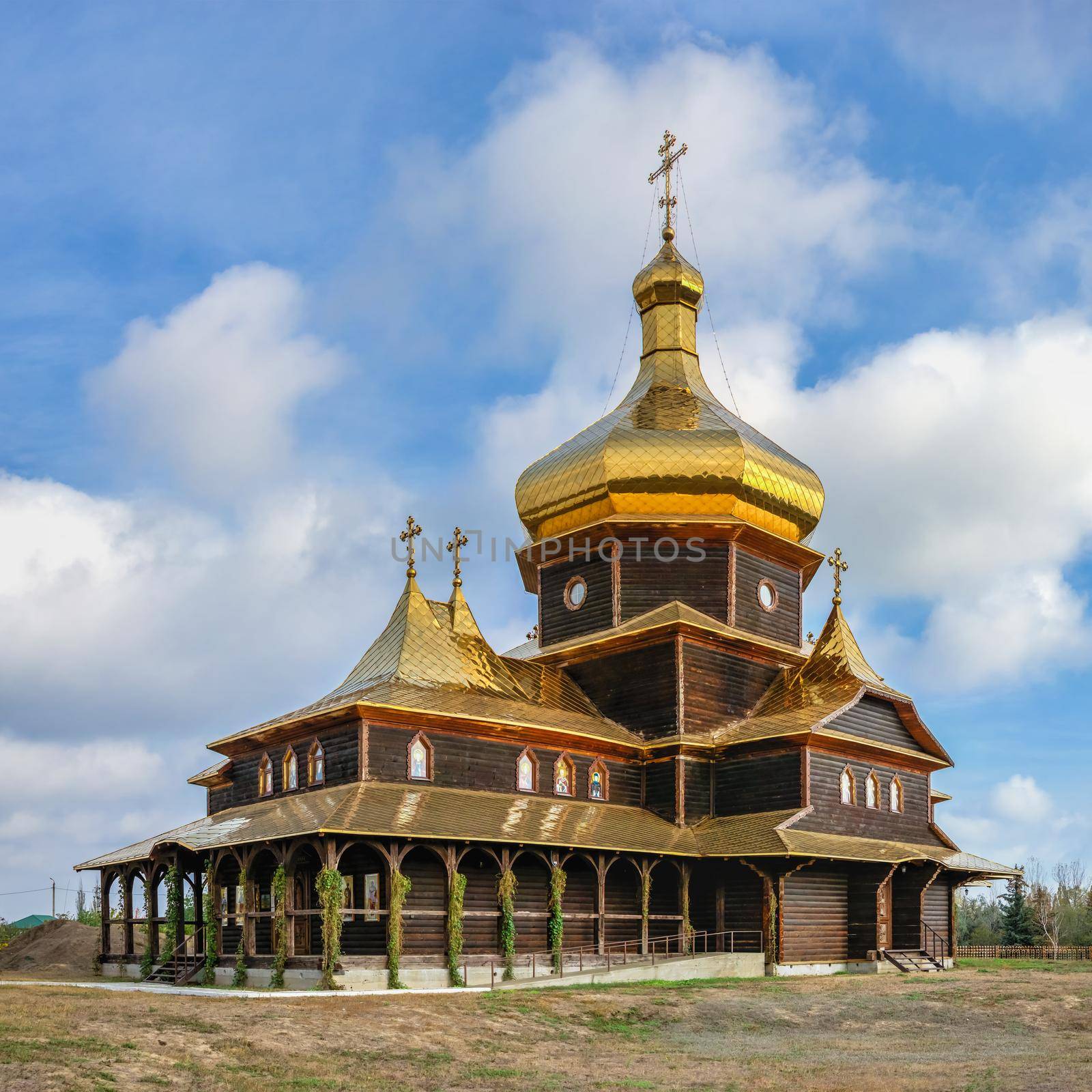 Wooden church in Sergeevka resort, Ukraine by Multipedia