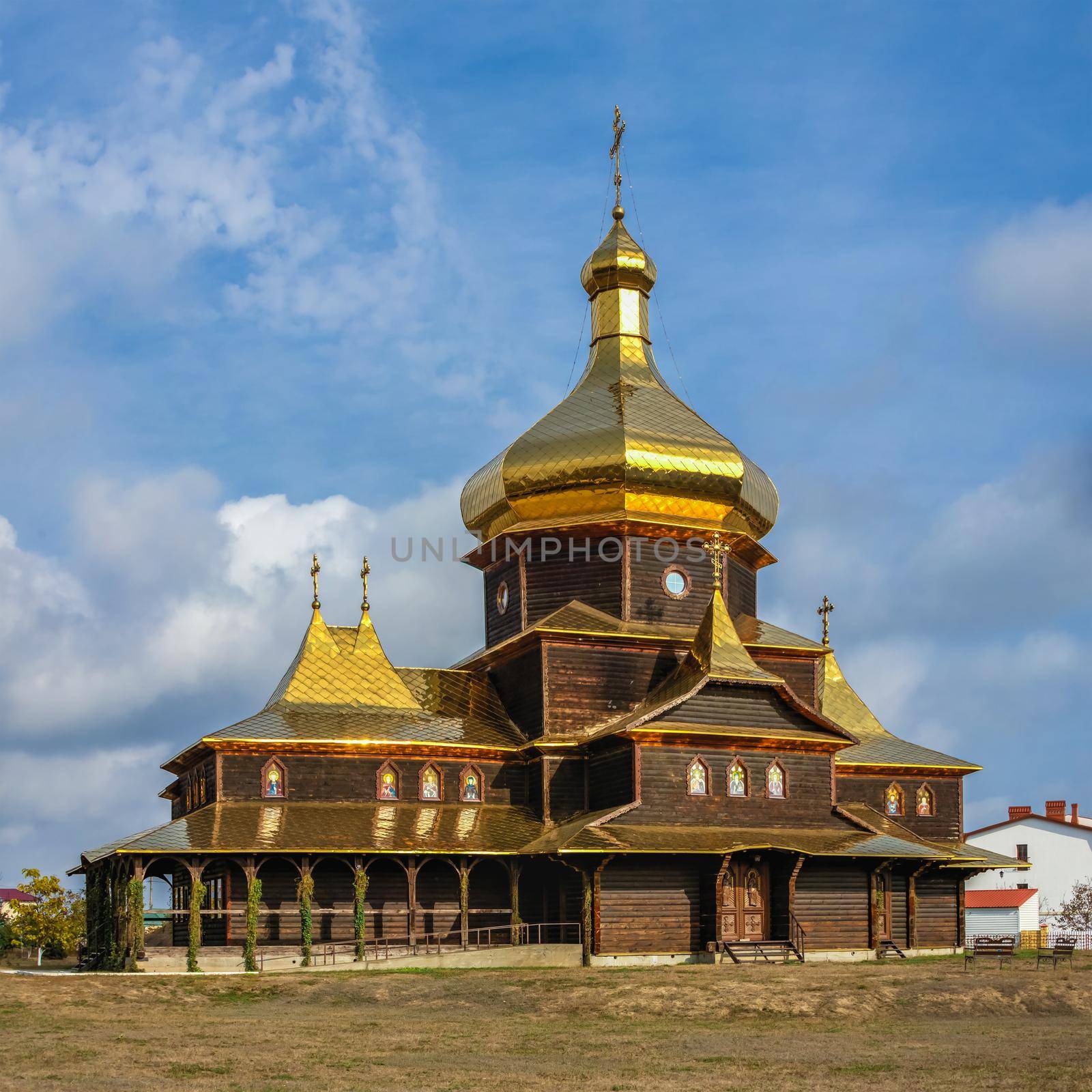 Wooden church in Sergeevka resort, Ukraine by Multipedia