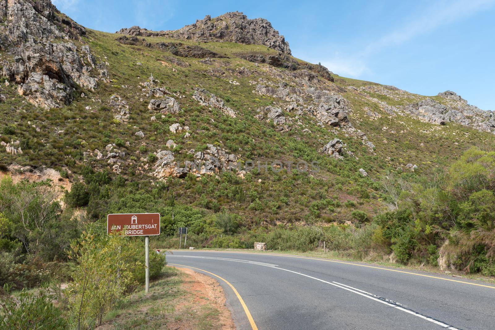 The Franschhoek Pass in the Western Cape Province crossing the Jan Joubertsgat Bridge, the oldest stone bridge in use in South Africa