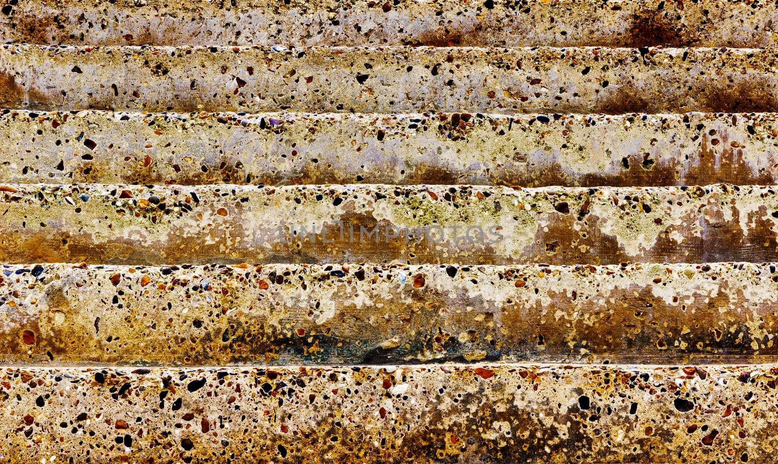 The steps have lots of coloured stones in them