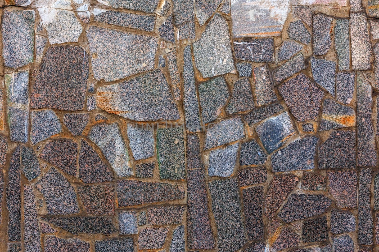 abstract flat texture and background of granite pieces mosaic.