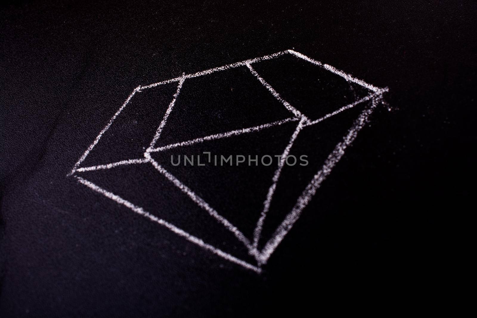 Chalk drawn diamond on a blackboard in the view